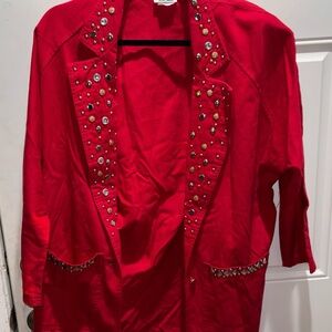 Vintage Rio 80's Studded Rhinestone Blazer Jacket medium box Ao